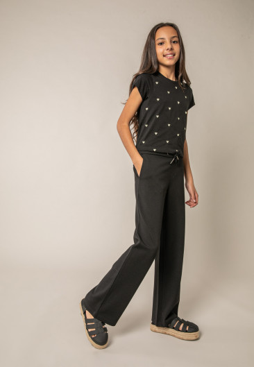 Girls' HEARTY Black T-Shirt Size 8-0