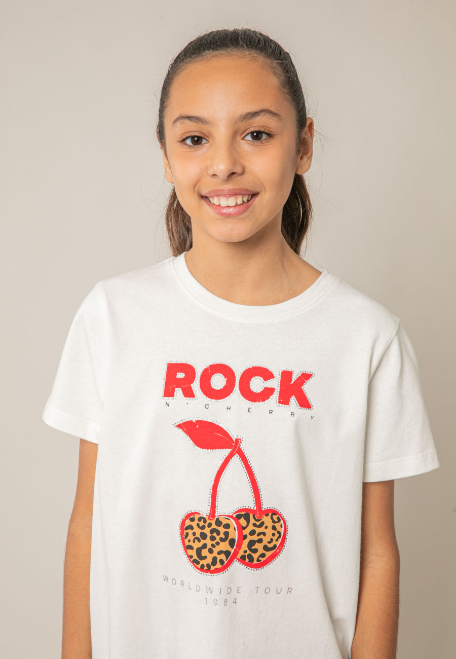 T-shirt ROCKCHERRY blanc pour fille taille 8-2