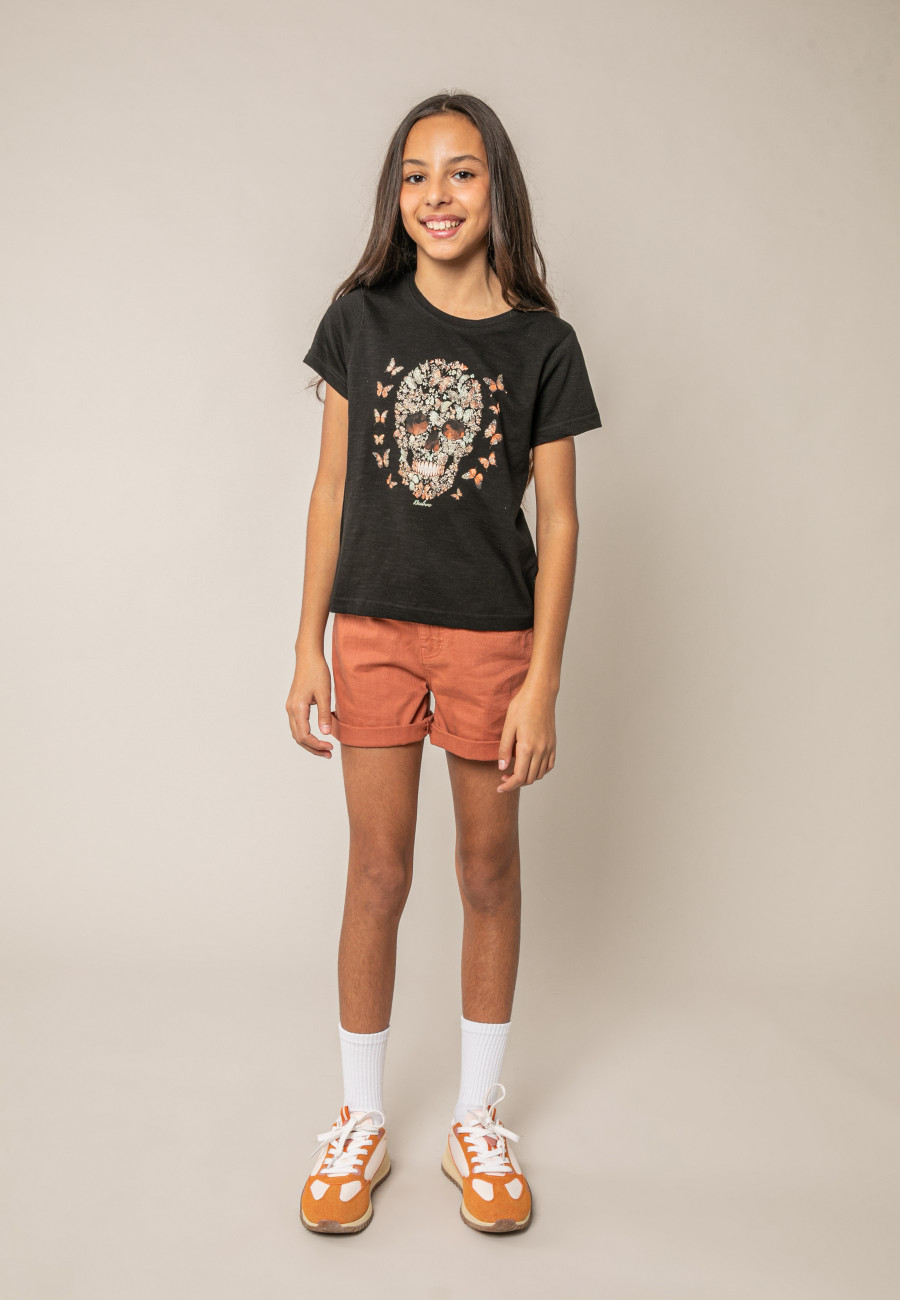 Girls' black BUTTERSKULL T-shirt size 8-1