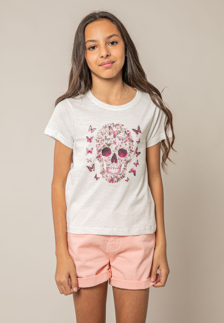 T-shirt BUTTERSKULL blanc pour fille taille 8-1
