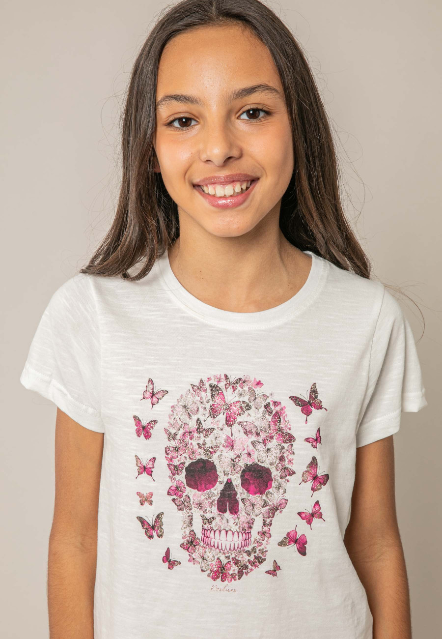 T-shirt BUTTERSKULL blanc pour fille taille 8-2