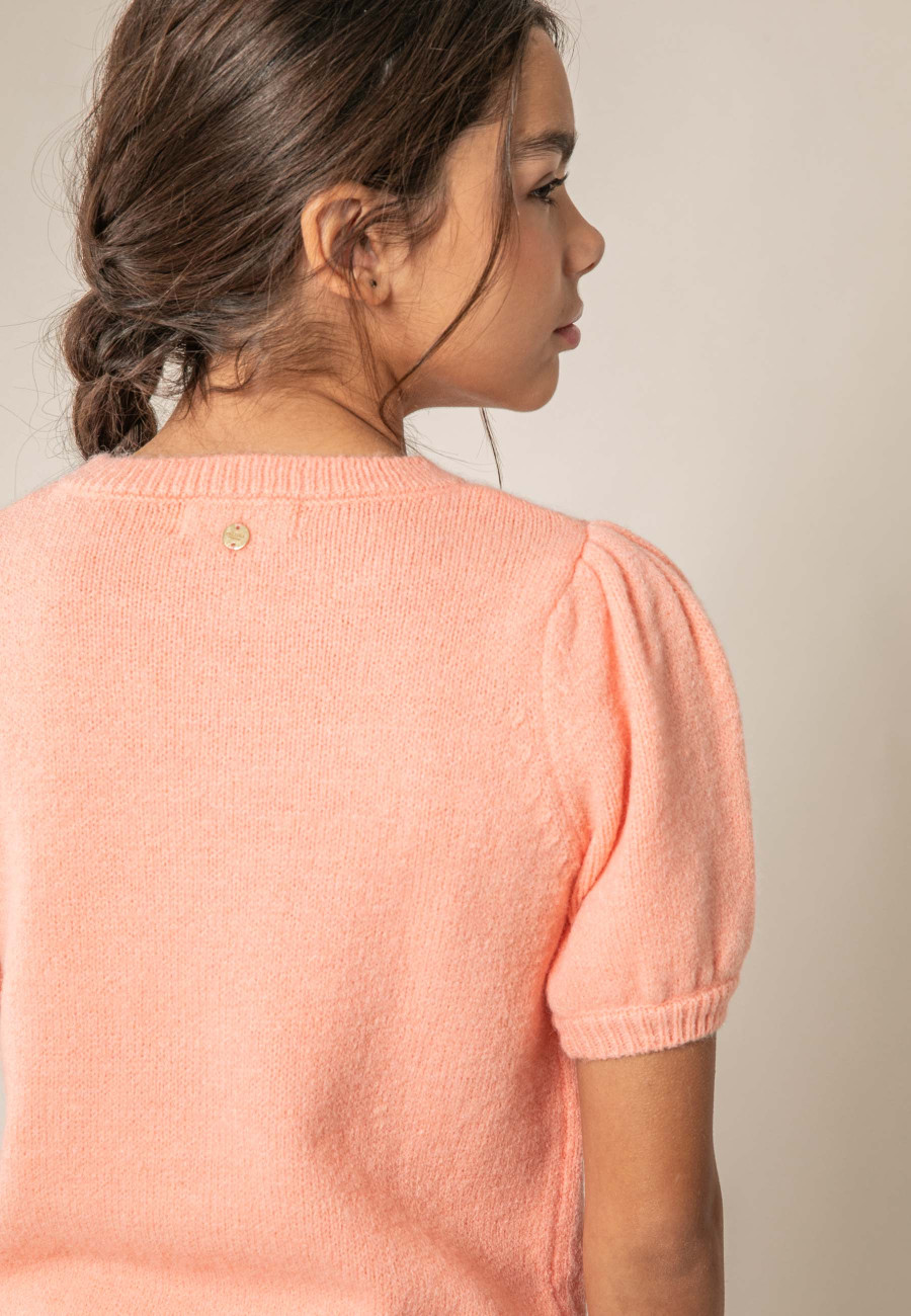 Pull NEVALIA pêche pour fille taille 8-2