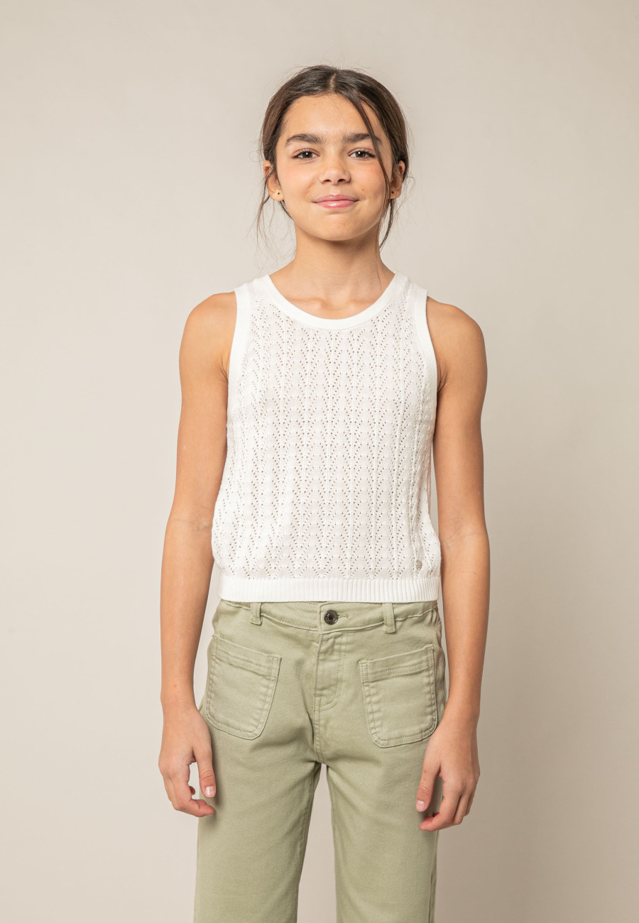 KISHI White Tank Top for Girls Size 8-1