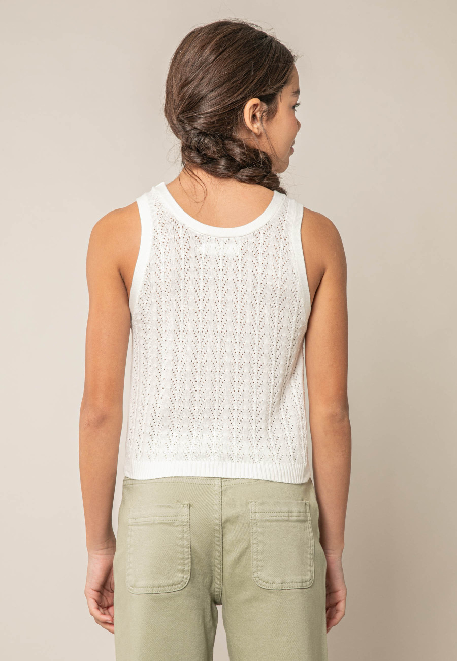 KISHI White Tank Top for Girls Size 8-3