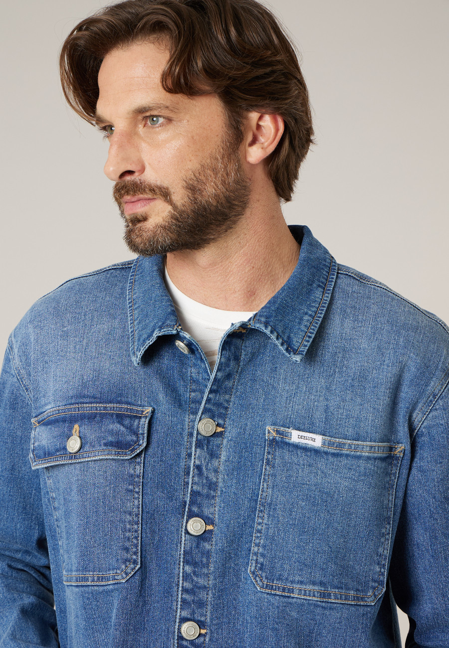 LAPAZ blue denim overshirt for men size XXXL-2