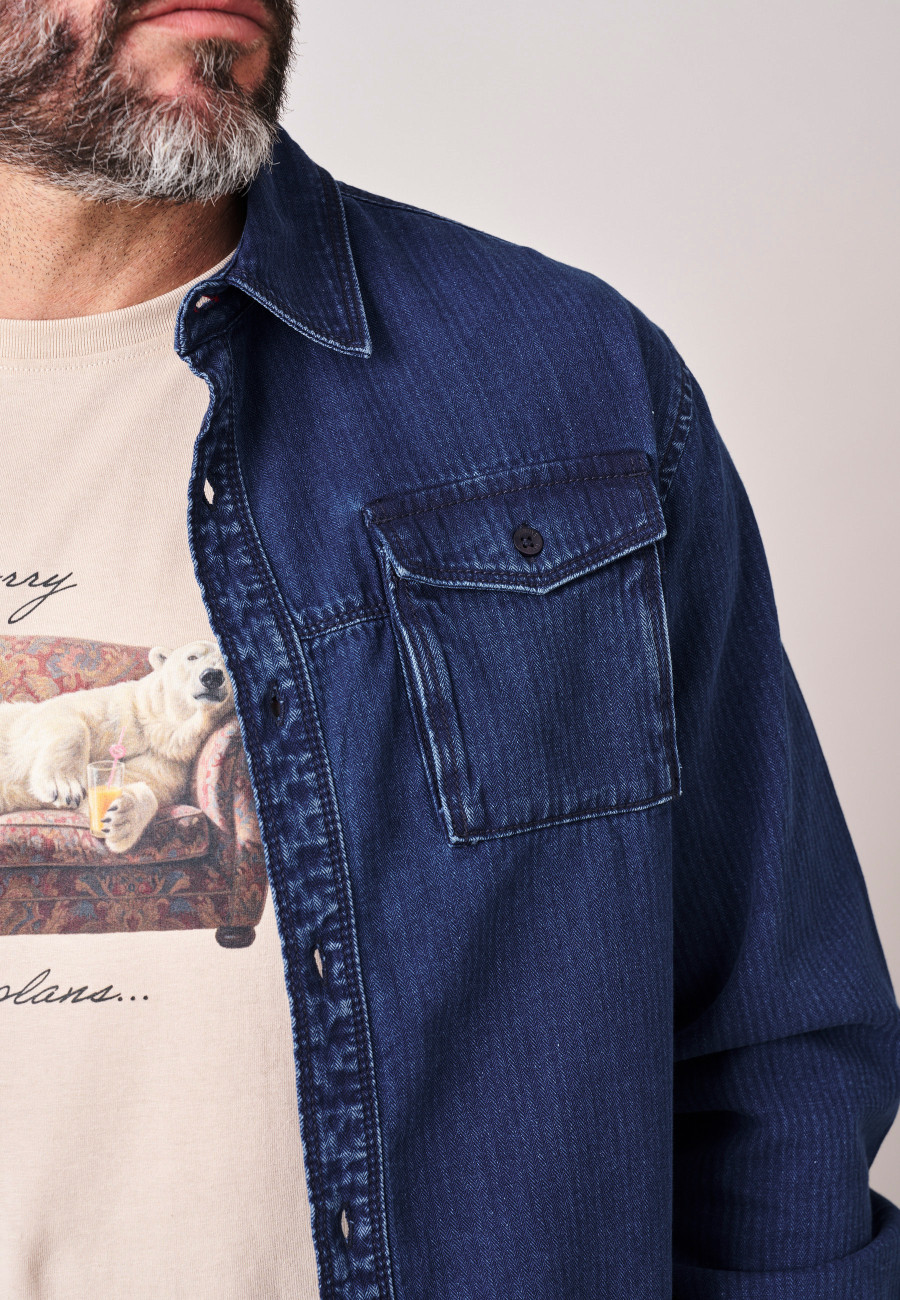 BARISTO Shirt Dark Blue men-3