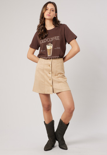 T-shirt COFFEE Beige femme-1