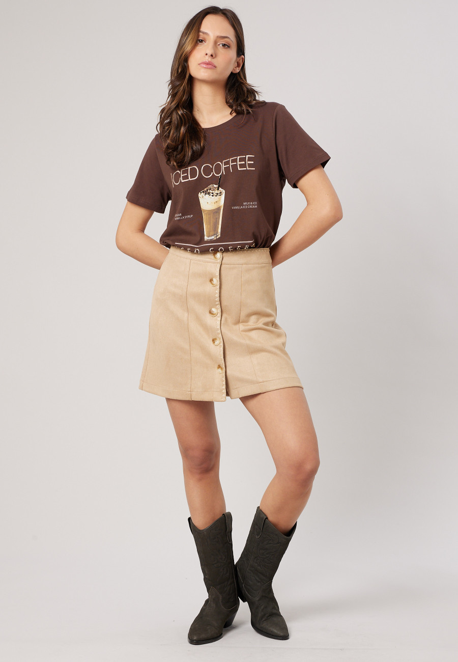 T-shirt COFFEE Light Brown femme-2