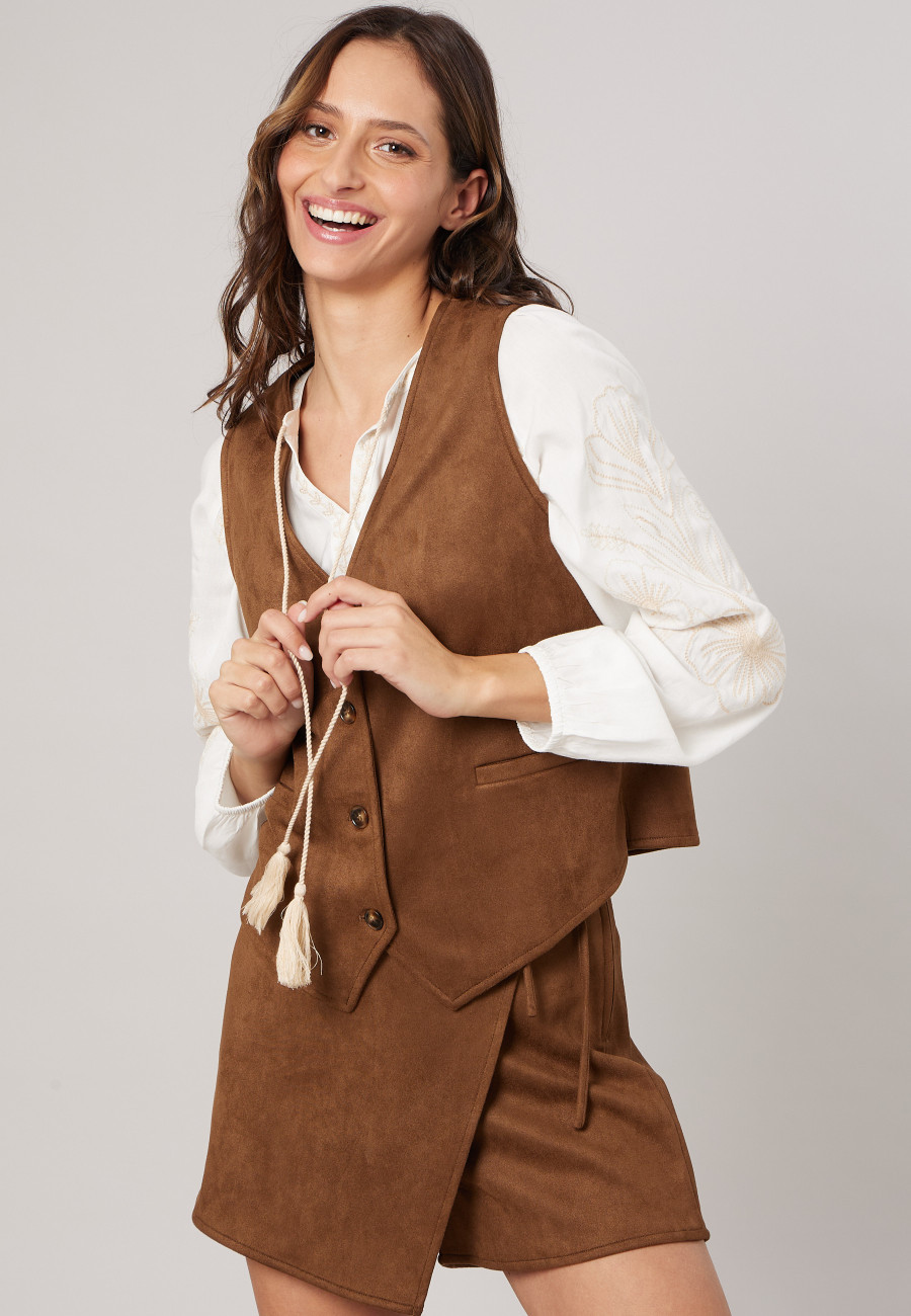 CLARISSA Vest Light Brown women-1