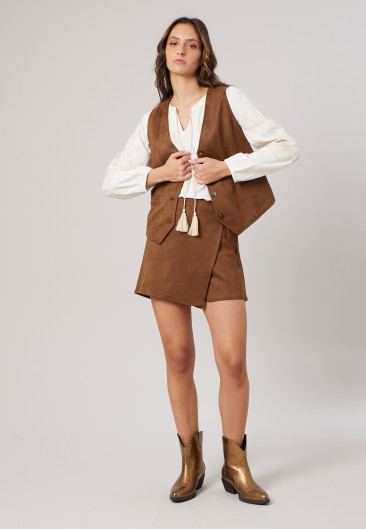 CLARISSA Vest Light Brown women-1