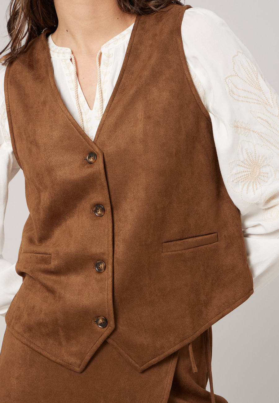 CLARISSA Vest Light Brown women-3