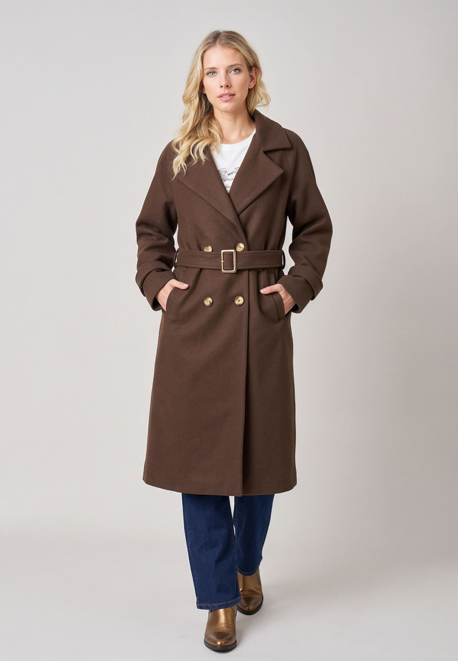 LINKARA Coat Brown women-1