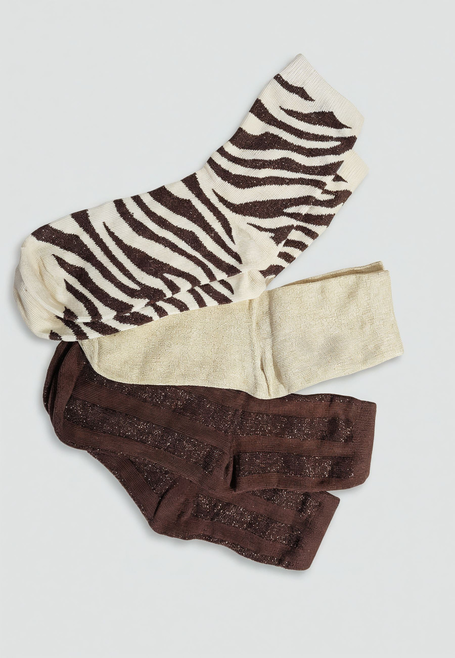Chaussettes ZEBRA Light Brown femme-5