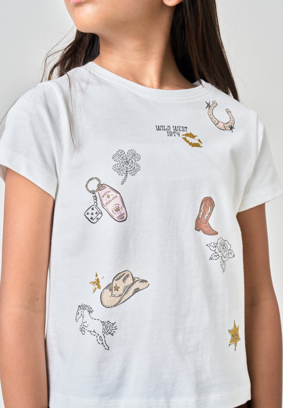 COWGIRL T-shirt Off White girls-3