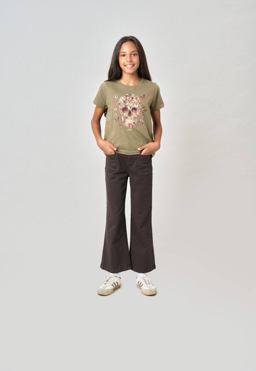 BESKULL T-shirt Light Khaki girls-2