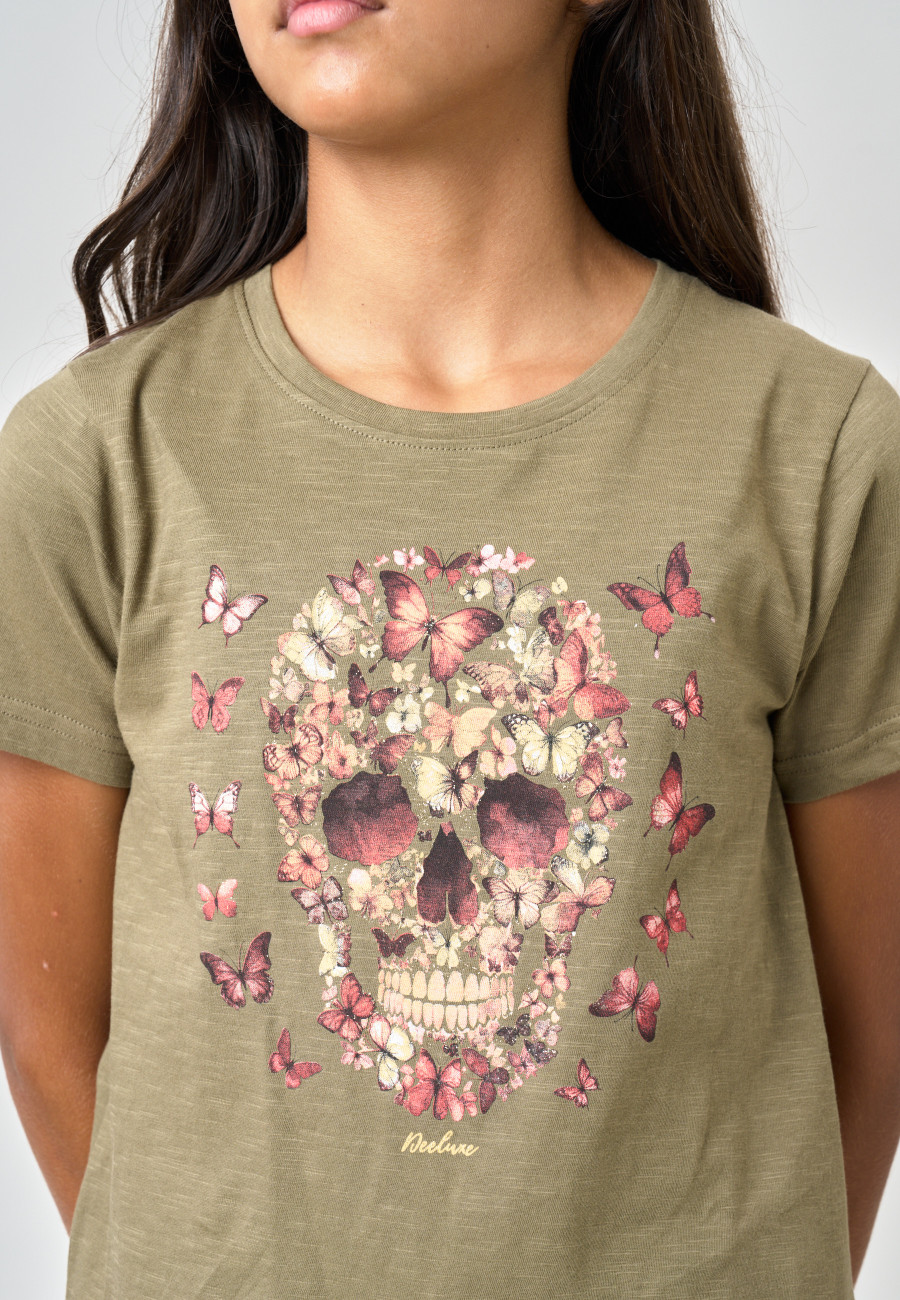 BESKULL T-shirt Light Khaki girls-3