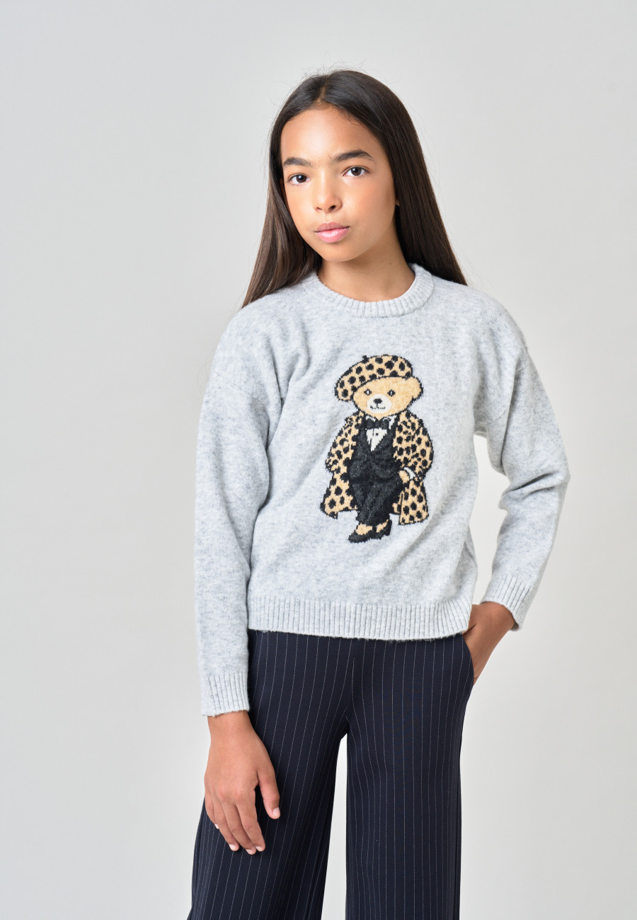SWEATBEAR Sweater Light Grey Mel girls-1