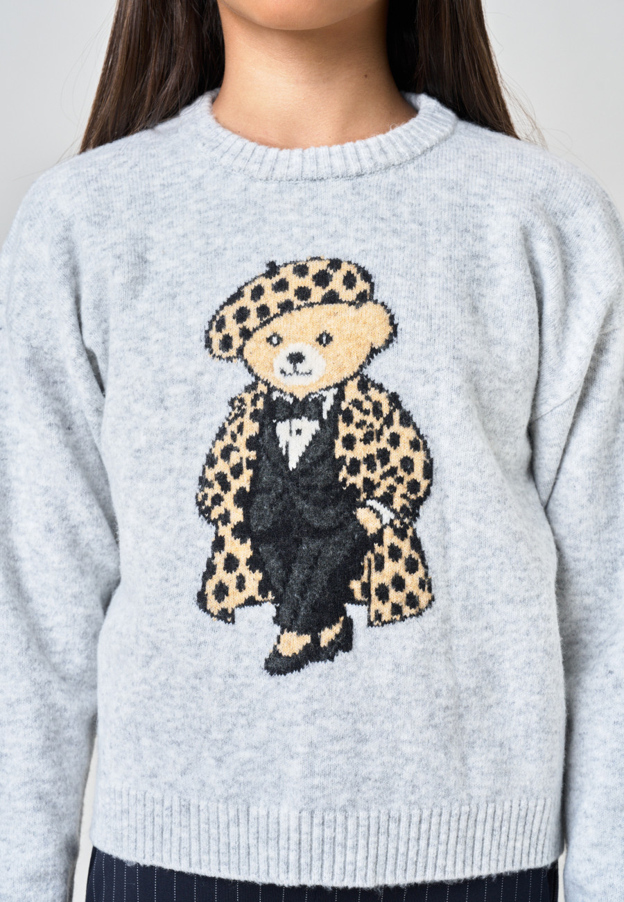 Pull SWEATBEAR Light Grey Mel fille-3