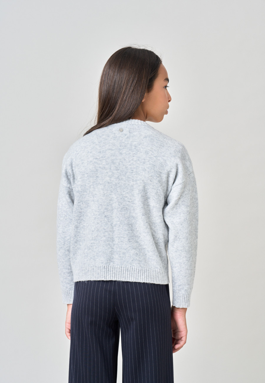 SWEATBEAR Sweater Light Grey Mel girls-4