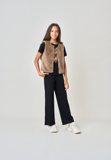 FUZZY Vest Black girls-1