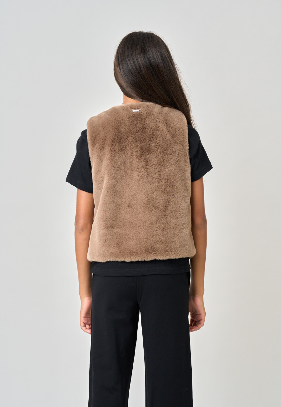 FUZZY Vest Brown girls-4