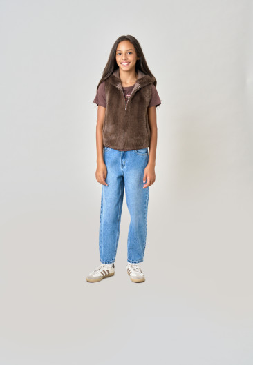 LILIA Vest Taupe girls-1