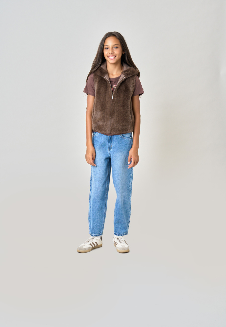 LILIA Vest Taupe girls-2