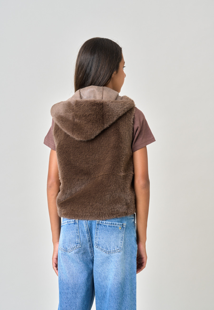 LILIA Vest Taupe girls-4