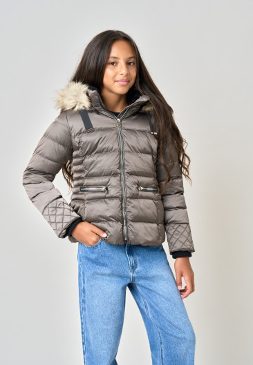 GINNIE Down Jacket Taupe girls-1