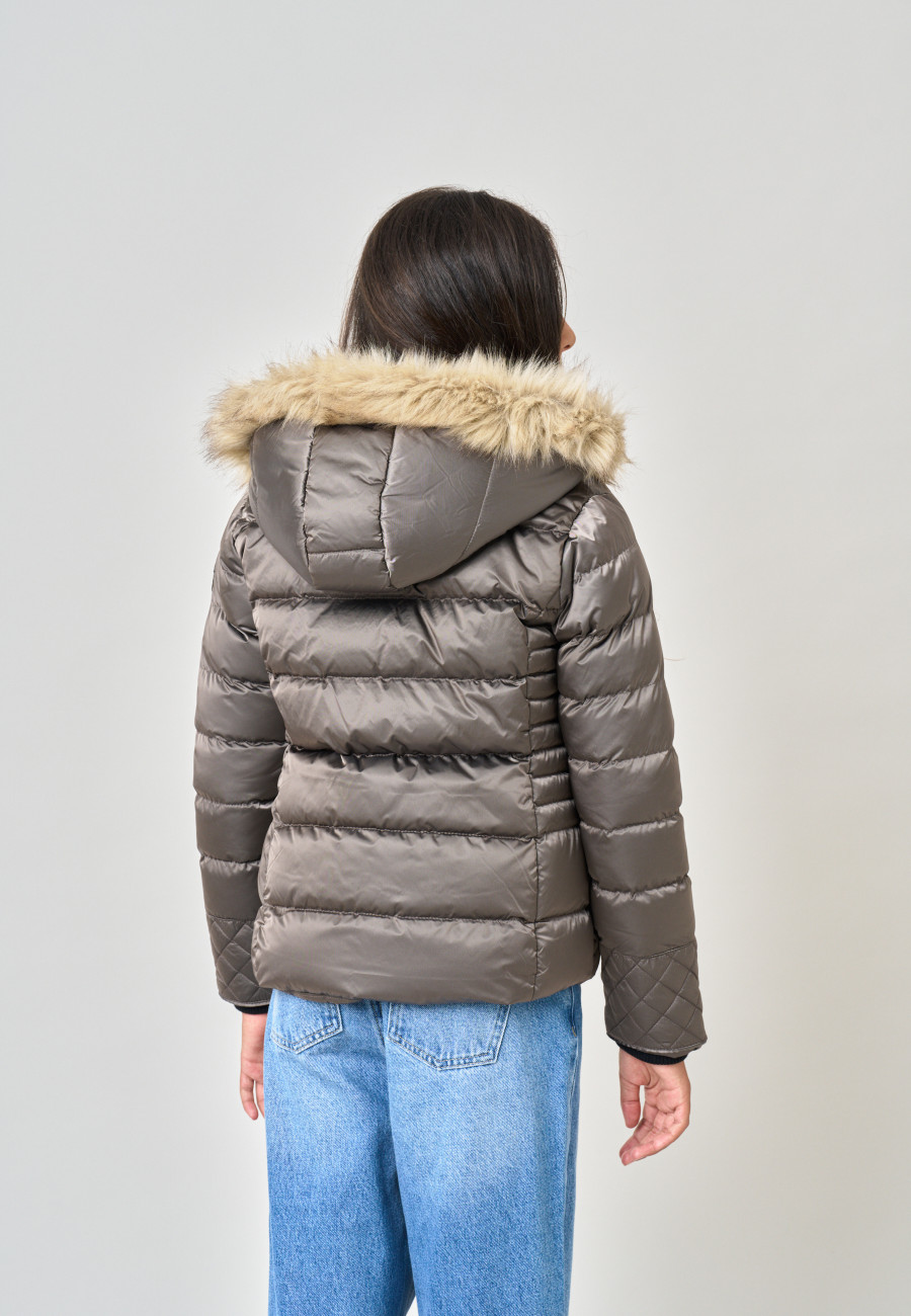 GINNIE Down Jacket Taupe girls-4