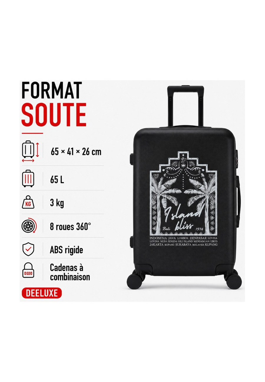 Medium suitcase 4 wheels 65 cm hard shell - TROPICAL DREAM - DEELUXE