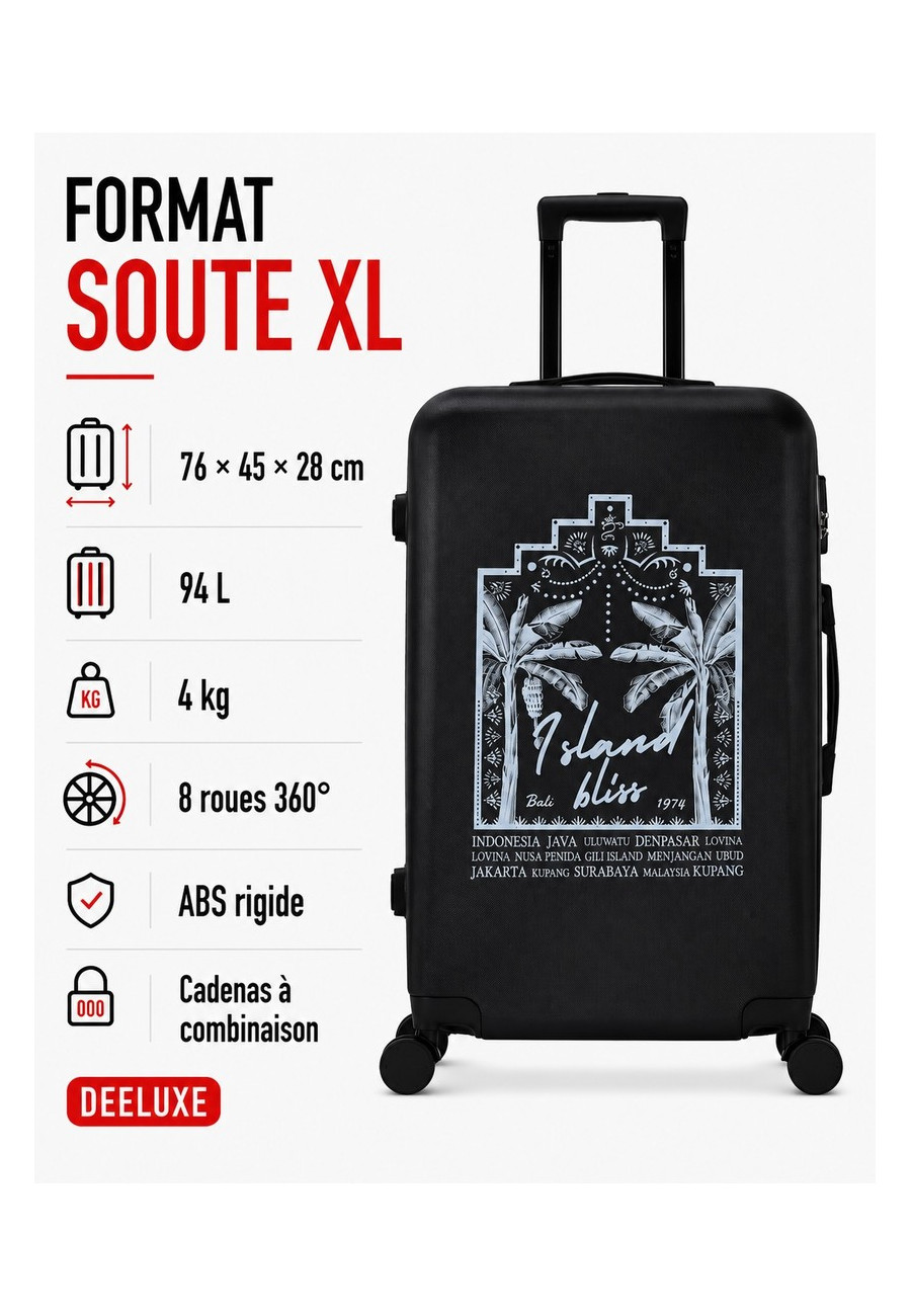Large suitcase 4 wheels 75 cm ABS - TROPICAL DREAM - DEELUXE