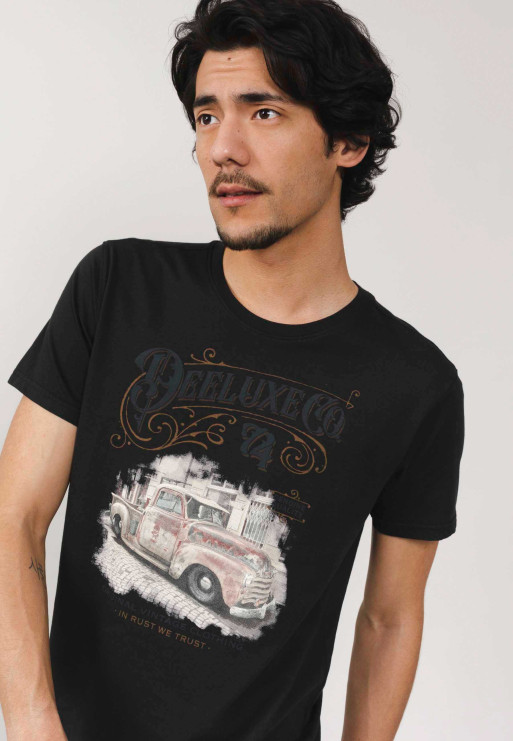 Tee shirt imprim voiture vintage col rond